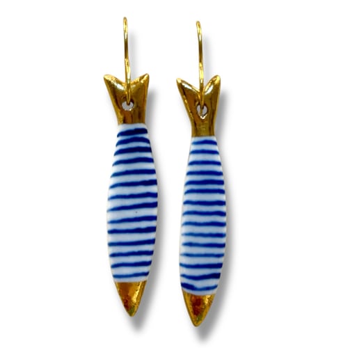 Image of Sardine Earrings gold tips (1x5 cm)