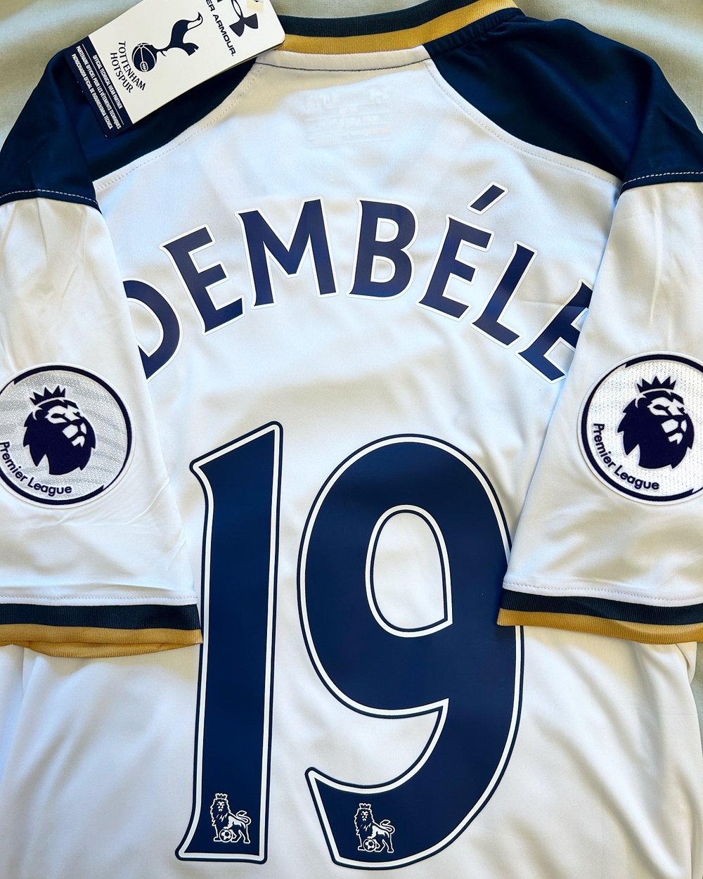 Image of NEW Tottenham Hotspur “DEMBELE 19” 2016/17 Home Shirt + PL patches (XL)