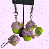 Purple & Green Mini Mushroom Stash Keychain