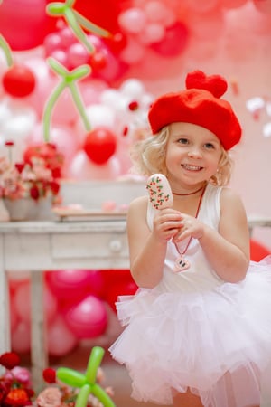 Image of Small Heart Pom Beret - Monochromatic