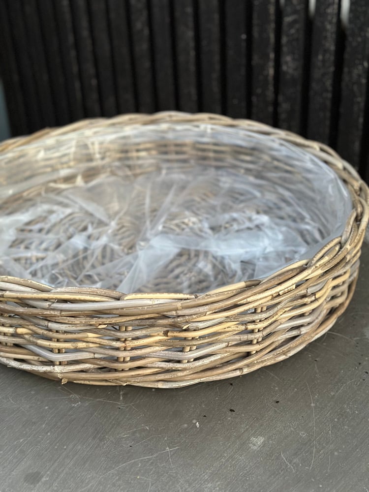 Image of NEW Lined Signature Round Rattan Tray