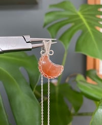 Image 1 of Silver Fire Quartz Moon Crystal Necklace