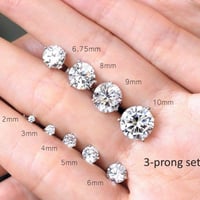 Image 5 of 925 gold plated round cz 3 prong stud earrings