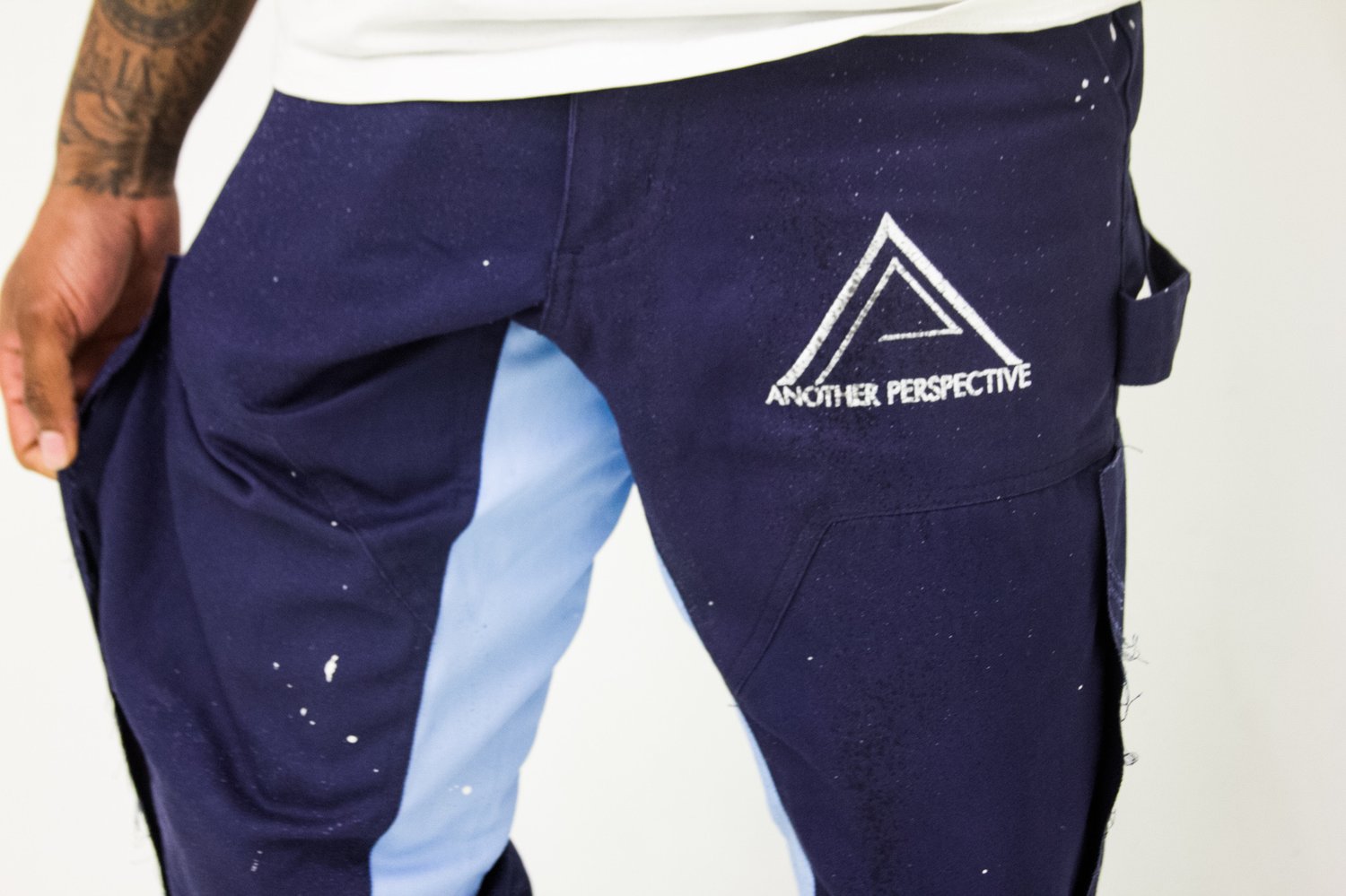 Image of Blue Flare Painters Pants