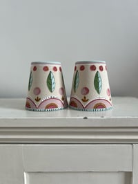 Image 4 of "The Rosalinds" - Matching Pair of Hand Painted Candle Clip Fabric Lampshades
