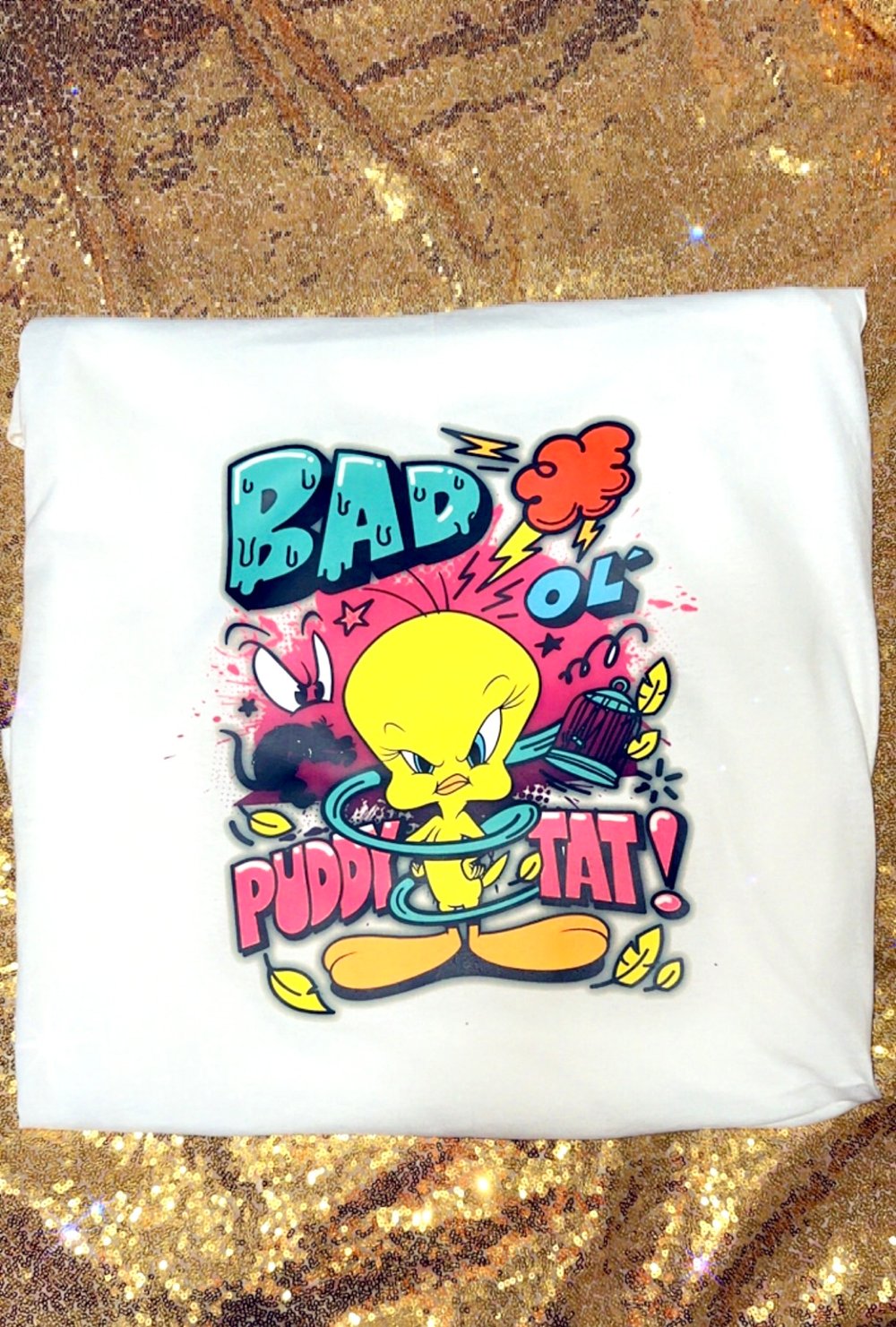 Image of Tweety bird BAD OL PUDDY TAT UNISEX Tshirt