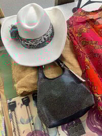 Image 2 of White Cowboy hat with Custom Fabric Hatband