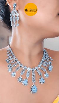 Image 3 of Sia White-Stunning AD Necklace Set with Earrings in White