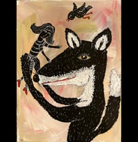 Image 1 of “Fox Love” original painting on 12” x 16” canvas 