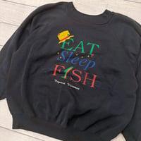 Image 2 of Vintage Black Eat Sleep Fish Crewneck - L