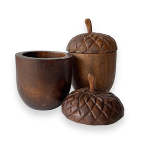 Image of WOODEN ACORN CONTAINER