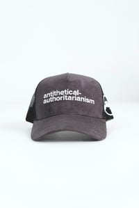 Image 2 of Antithetical-Authoritarianism Trucker Cap (Dark Grey)