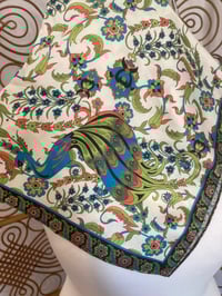 Image 2 of 1970s Silk Peacock Scarf