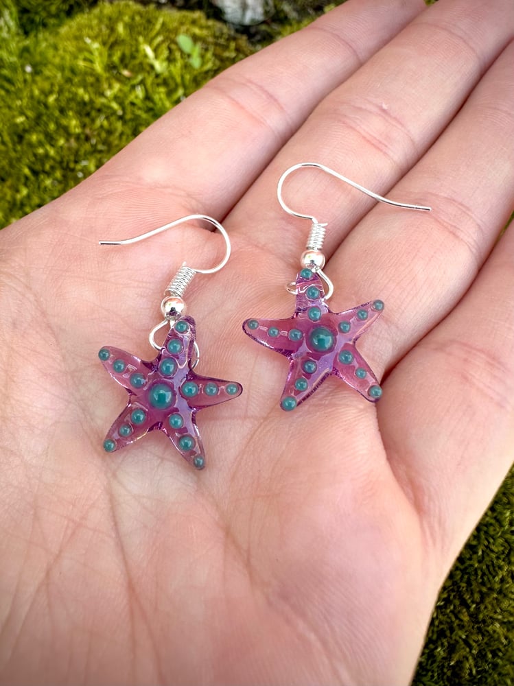 Image of Purple lilac starfish earrings