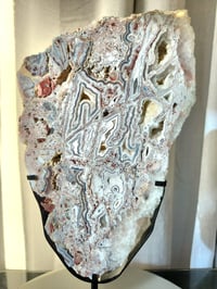 Image 1 of 4.1lb Crazy Agate Rough Edge Crystal Slab with Custom Stand