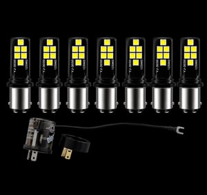 Image of BLUE 1157/2057 REAR LED PACKAGE  SET OF (6) WHITE BACK UP WITH FLASHER  