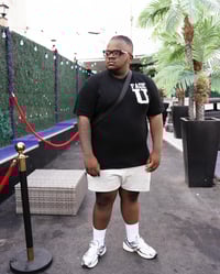 Image 1 of Puff Print FADE U Black oversized T shirt 