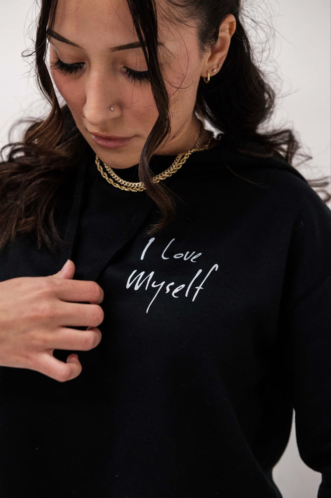 Image of Black ILoveMyself Crop-Hoodie