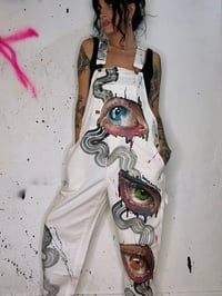 Image 1 of “WAVY BABY!” CUSTOM PAINTED DICKIES BIB OVERALLS MEDIUM