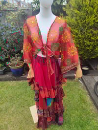 Image 7 of Wanderlust maxi skirt / bandeau dress -red flash of rainbow  8-16 uk