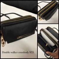 Black double zip wallet crossbody 