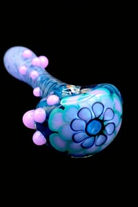 Image 1 of Aqua X Purple Dotstack Glass Pipe 
