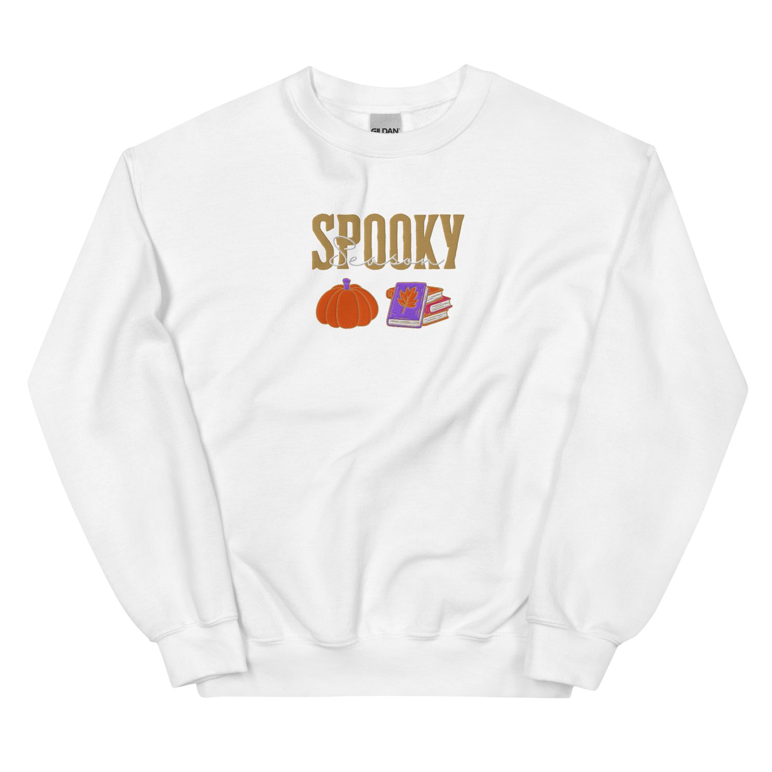 Image of Spooky season pumpkin and book embroidery Unisex Sweatshirt