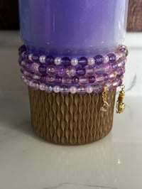Image 3 of Glinda Inspired Pink & Purple Tumbler Bracelet Stack | Wizard-Inspired Cup Charm