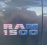 Image 2 of 2013-2018 RAM 1500 Door Vinyl Overlays  Stars & Stripes Edition 