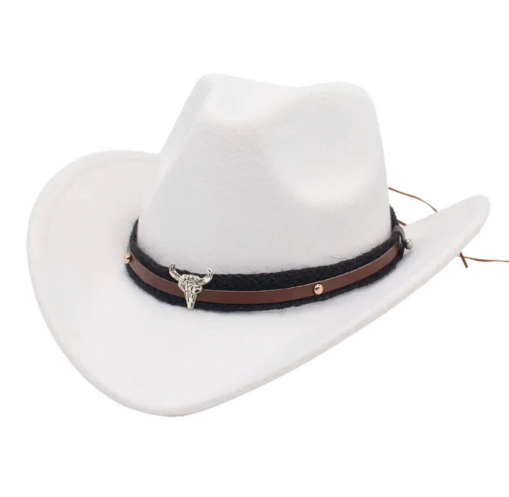 Image of Unisex Basic Cowboy Style Solid Color Big EavesFedora Hat
