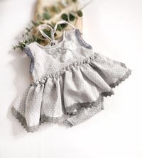 Image 1 of Newborn dress for photo shoots | body-dress | Emma | silver dots | photo props