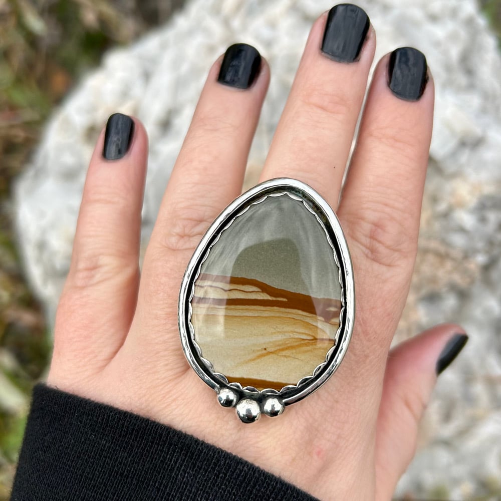 Image of Cripple Creek Picture Jasper Handmade Sterling Silver Statement Ring 