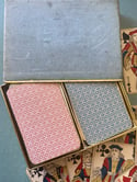 Coffret en carton et velours de 2 Jeux de patience, Tamponnés De 1890, Dos Rose Et Bleu