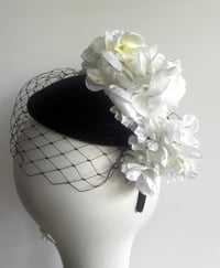 Image 3 of Black felt button trimmed with flowers