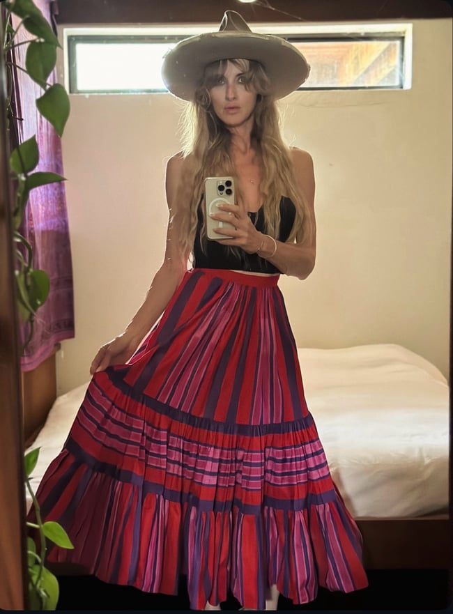 70s Emanuel Ungaro italian cotton maxi ruffle skirt 