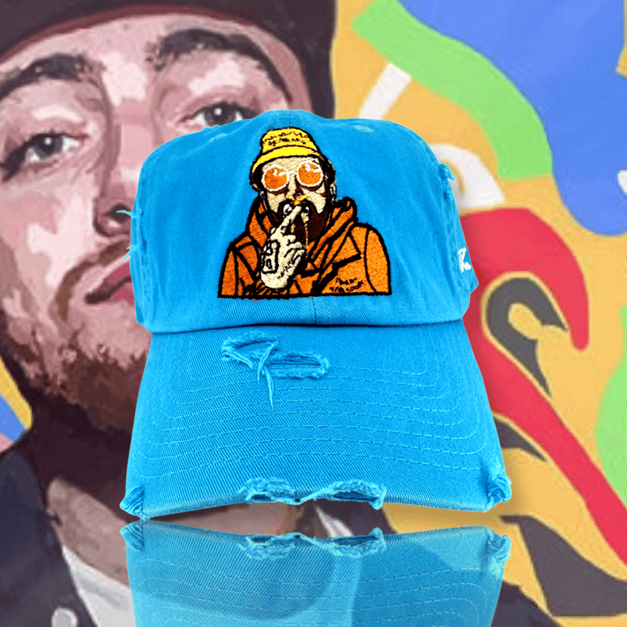 Image of Teal Distressed Mac Miller Dad Cap Hat