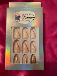 Nails - Short (Nude/Gold Glitter)