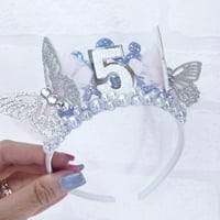 Image 1 of Butterflie birthday tiara crown in lilac & silver