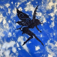 Image 2 of blue bleach dye tshirt with fairy design 