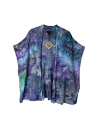 Image 2 of ♻️ UPCYCLED L Open Front Kimono Style Sweater Cardigan in Mermaid Watercolor Ice Dye