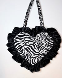 Image 2 of Zebra Dream Heart Ruffle Bag