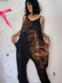 Image 3 of “KNIFE FIGHT” CUSTOM BLEACH PAINTED BAGGY ROMPER MEDIUM