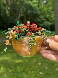Image 2 of Beaded Plant in Fire King teacup 