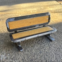 Image 2 of Steel frame Park Bench, Oak inlay