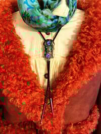 Image 6 of Native American Made Sterling Kachina Turquoise Bolo Tie