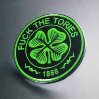 Image 3 of Celtic Crest Easter Lily pin badge.