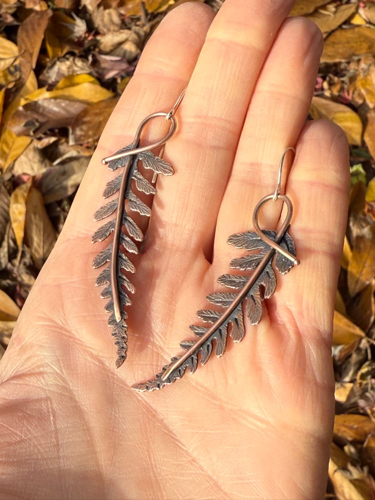 Image of Copper Autumn Fern Dangle Earrings