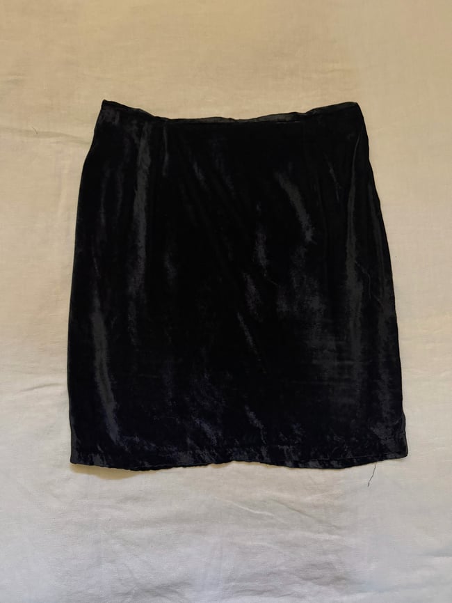80s slinky velvet mini skirt 