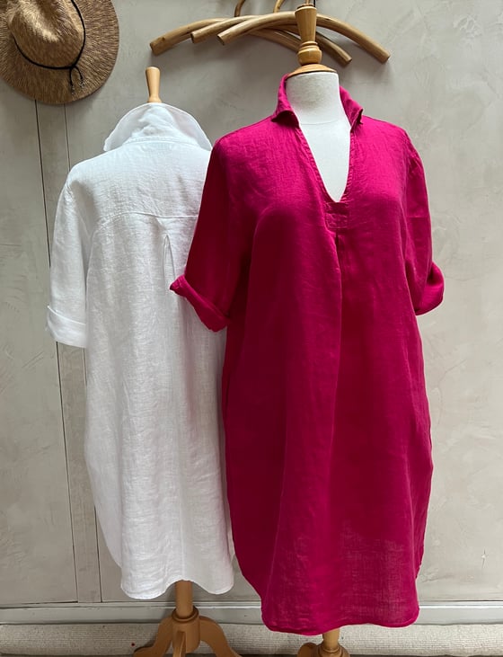 Image of Robe En Lin Daphné Fuchsia 