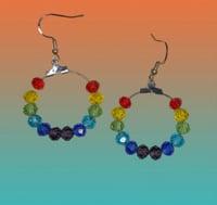 Rainbow glass beaded hoops